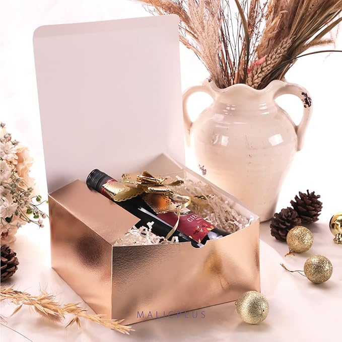 30 Gift Boxes 8x8x4 Inches Gift Boxes with Lids Boxes for Gifts Bridesmaid Proposal Boxes, Rose Gold Gift Boxes Bulk for Light Weight Gifts, Crafting (Grass Texture Rose Gold)