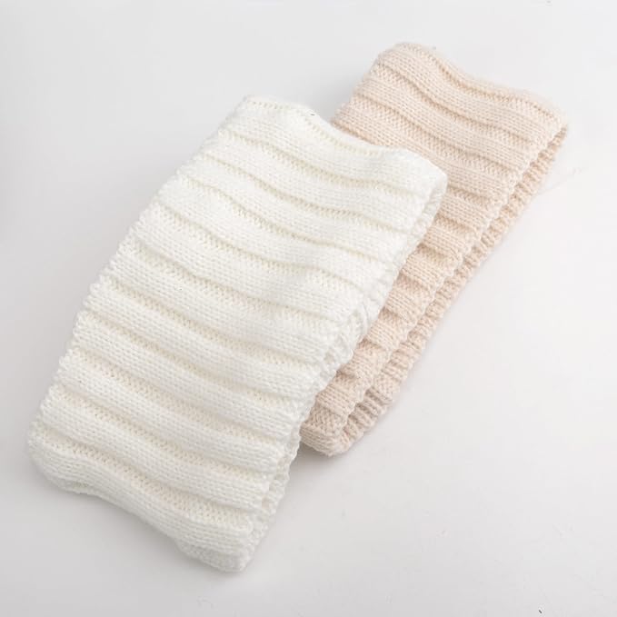 AQOKKA Knit Winter Headbands for Women Fuzzy Wool Fleece Lined Ear Warmers Elastic Turban Crocheted Head Wrap Winter Accessories for Women Cold Weather