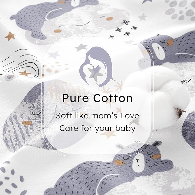 Baby Sleep Sack 18-24 months, 100% Cotton Sleeping Sack for Newborn and Infant, 3 Pack Baby Wearable Blanket for Boy and Girl, 0.5 Tog Lightweight Double Zipper Sleep Bag Grey Moon Bear