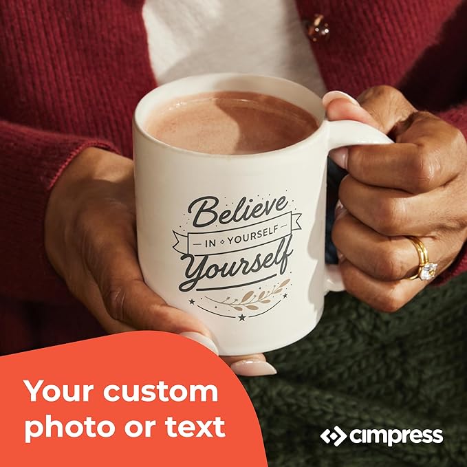 Personalized Mug, Custom Ceramic Mug with Photo and Text, 11oz, Pack of 20, Glossy Coffee Cup, Perfect for Christmas, Secret Santa or as Holiday Gift for Family or Friends, White/White