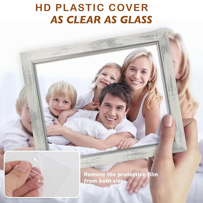 XUANLUO 4x6 Picture Frames Set of 4 Rustic Retro Photo Frame with HD Plastic Cover for Wall Mount and Tabletop Display Family Friends Wedding Gift