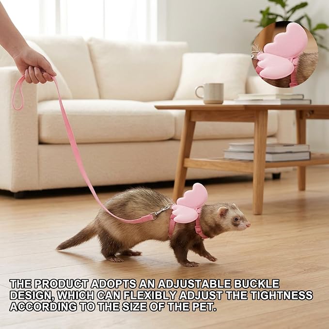 2 Piece Pet Ferret Harness and Leash Set, Safety Harness for Ferrets, Kittens, and Hamsters, Outdoor Adventures and Indoor Monitoring Solution, Adjustable Fit for Comfortable Wear