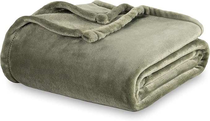 Berkshire Blanket Classic Velvetloft® Solid Throw Blanket, Lightweight Cozy Flannel Plush Throw Blanket for Bed and Couch, Dark Sage, 50×60 Inches