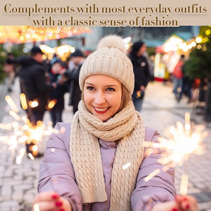 Geyoga 6 Pcs Winter Warm Set for Women Warm Beanies Hats Touchscreen Gloves Long Scarf Ear Muffs Socks Winter Gifts for Women