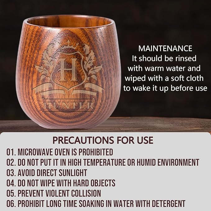 Personalized Wooden Whiskey Glass Custom Engraved Bourbon Glasses Gifts for Men, Dad, Husband, Brother