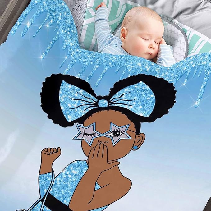 D-Story Custom Name Blanket Personalized Blanket and Throws Black Girl Blanket Customized Blankets with Name Text for Adult Kids Gift for Newborn, Toddler on Baby Birthday