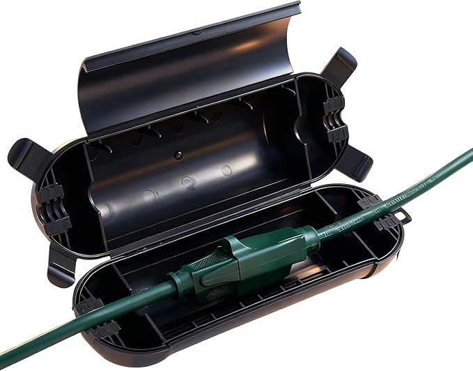 Outdoor Extension Cord Cover, IP44 Waterproof Extension Cord Protector for Outdoor Connections, Weatherproof Safety Box for Holiday Lights, Garden Tools & Outdoor Appliances, Black
