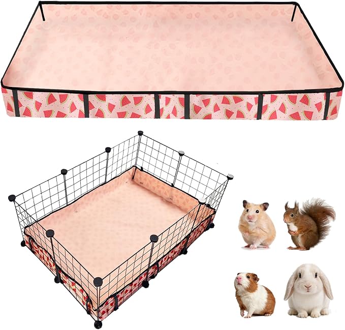 Waterproof Guinea Pig Cage Liners, Washable & Reusable Small Animal Cage Mat, for Rabbit, Hamster, Chinchilla, Hedgehog (Watermelon),C&C 28x42 inches