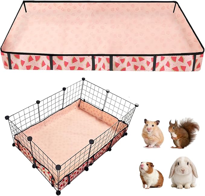 Waterproof Guinea Pig Cage Liners, Washable & Reusable Small Animal Cage Mat, for Rabbit, Hamster, Chinchilla, Hedgehog (Watermelon),C&C 24x36 inches