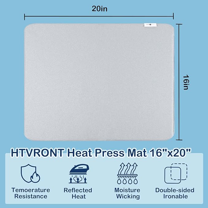 HTVRONT Heat Press Mat - Heat Press Pad 16"x20" for Craft Vinyl Ironing Insulation Transfer, Double Sides Applicable Heat Mat for Heat Press Machines