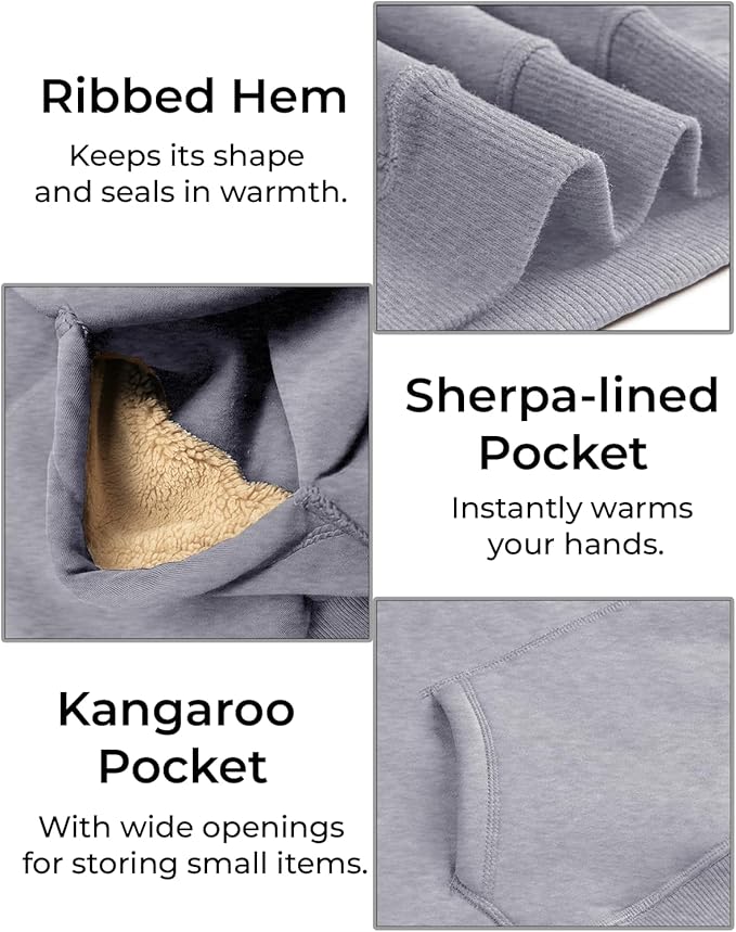 Boladeci Men's Sherpa Lined Hoodie Sweatshirts Heavy Fleece Cotton for Winter Cold Weather