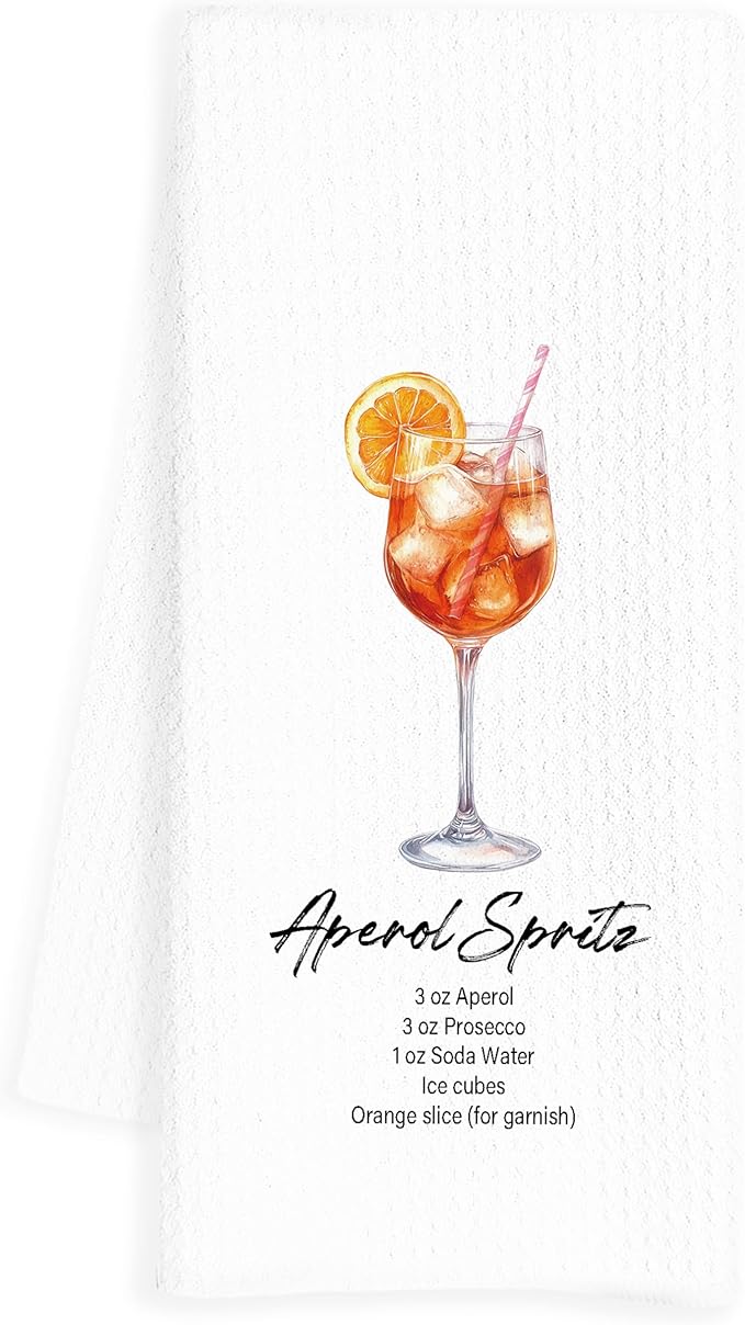 Cocktail Aperol Spritz Gifts Kitchen Towels, Cocktail Aperol Spritz Dish Tea Hand Towels for Kitchen Bar Decor, Gifts for Bartenders, 16x24 Inch