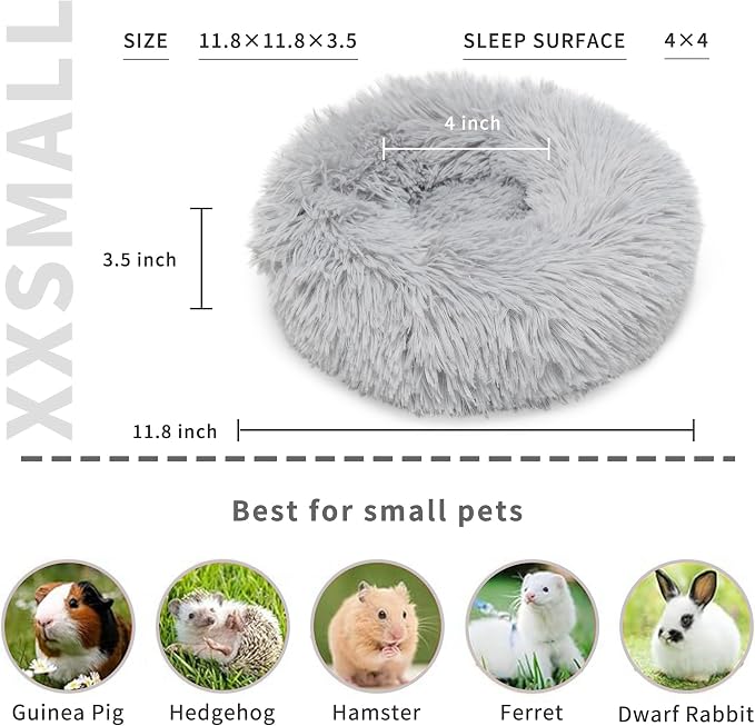 Bunny Bed Rabbit Hideout for Guinea Pig | Soft & Comfortable Small Animal Bedding Cozy Bed Mat Warm Hideaway Cage Accessories Light Grey