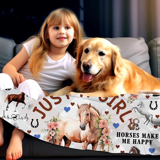 Horse Blanket Gifts for Women Horses Blankets and Throws Stuff Cute Horse Gifts for Women Girls Boys Kids Adults Animal Birthday Decorations Room Decor 60"X50"