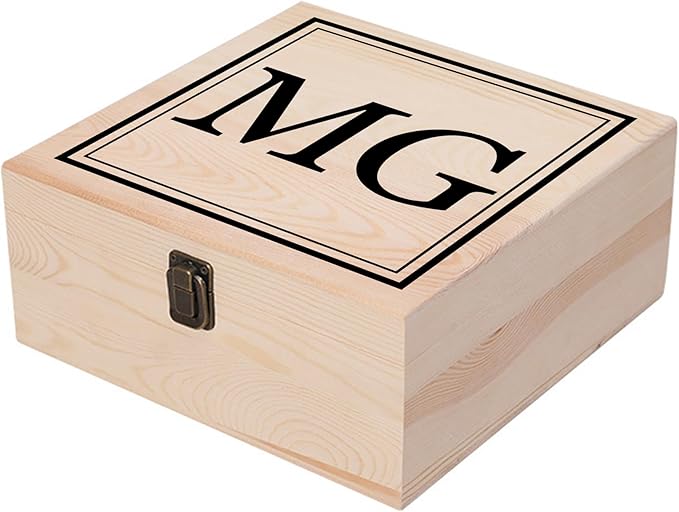 Personalized Keepsake Memory Box Custom Name Wooden Decorative Storage Box with Lids, Christmas Gift Box for Women Men Customized Gifts for Birthday Anniversary Wedding Graduation