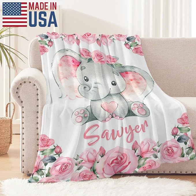 Custom Initial Name Blanket - Personalized Throw Blanket Gift forfor Babies Kids Adults