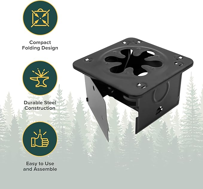 Coghlan’s Portable Folding Camp Stove – Compact, Lightweight Steel Cooking Stove for Camping, Backpacking, Hiking, or Emergency Use – Uses Canned Heat or Fuel Tablets, Black