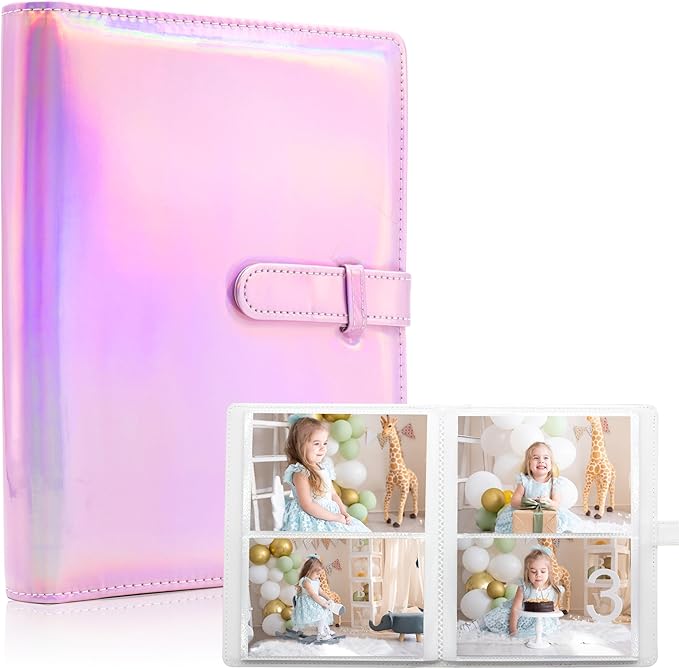 Photo Albums 4x6 Pictures – 152 Pockets Vegan Leather Cover Memory Album Book, Suitable for Family Wedding Boys Girls and Babies Storage (Magic Pink)