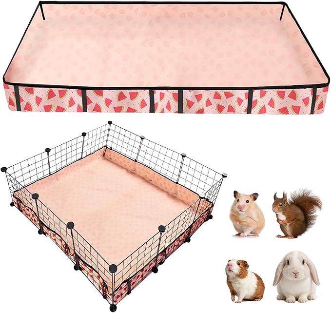 Waterproof Guinea Pig Cage Liners, Washable & Reusable Small Animal Cage Mat, for Rabbit, Hamster, Chinchilla, Hedgehog (Watermelon),C&C 36x36 inches