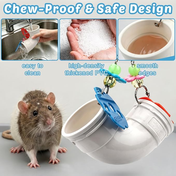 Hypeety Rat Enrichment Toys Cage Accessories Chew Toy for Rat Parrot, White | Promotes natural foraging, reduces boredom, with wide opening, hanging slow feeder for treats, easy-clean, puzzle toy, white