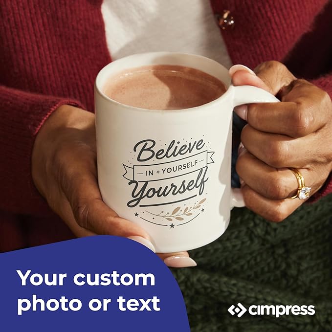 Personalized Mug, Custom Ceramic Mug with Photo and Text, 11oz, Pack of 20, Glossy Coffee Cup, Perfect for Christmas, Secret Santa or as Holiday Gift for Family or Friends, White/Blue