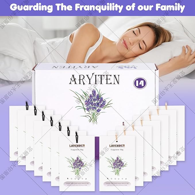 6-in-1 Natural Scented Sachets - 14 Pack Mixed Fragrance Collection with Rose, Lavender, Cedar, Linen, Jasmine & Gardenia for Home, Closet, Drawer | Long Lasting Air Freshener & Deodorizer