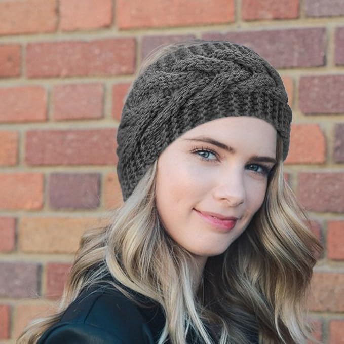 DRESHOW Winter Knit Chunky Headbands for Women Crochet Turban Knitted Ear Warmer Fashion Head Wrap 6 Pack