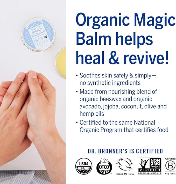 Dr. Bronner's - Organic Magic Balm (2 oz Variety Pack) Arnica-Menthol & Baby Unscented - Made with Organic Beeswax & Hemp Oil, Moisturizes and Soothes Hands, Face & Body | 2 Count