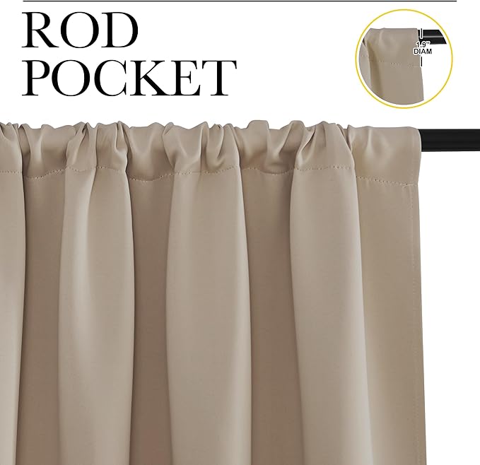 NICETOWN Blackout Curtains for RV Windows, Taupe, 29" by 20", 2 Panels, Room Darkening Window Curtain Panels, Easy-Care Solid Thermal Insulated Draperies/Drapes for Daughter Room