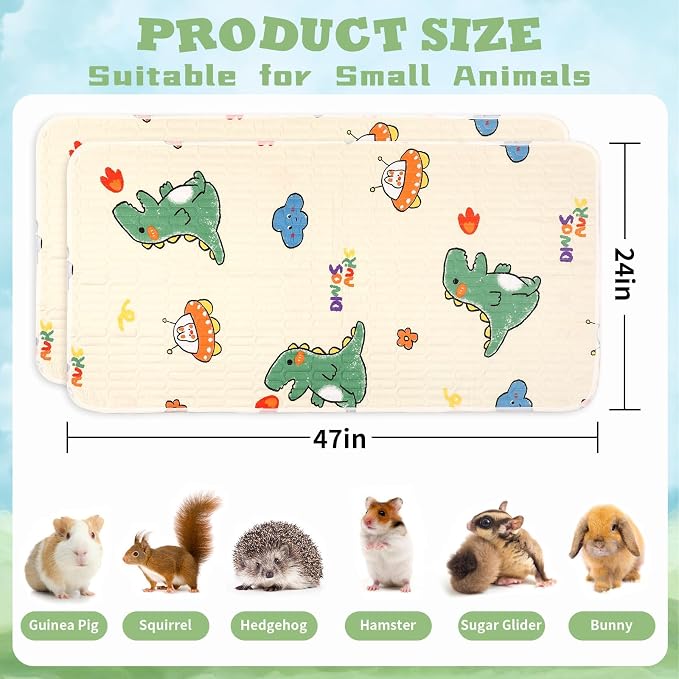 UPINS 2Piece Guinea Pig Pee Pads,47 X24 Inches Guinea Pig Cage Liner | Reusable Guinea Pig Mat, for Small Animals Hamster Rabbit Squirrel
