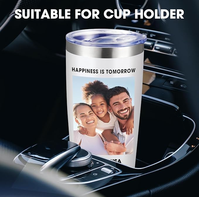 Personalized Custom Tumbler Print in USA 10 Pcs 20oz Stainless Steel Coffee Cup with Lid & Straw Double Wall Insulated Tumbler with Colorful Text Logo Photo