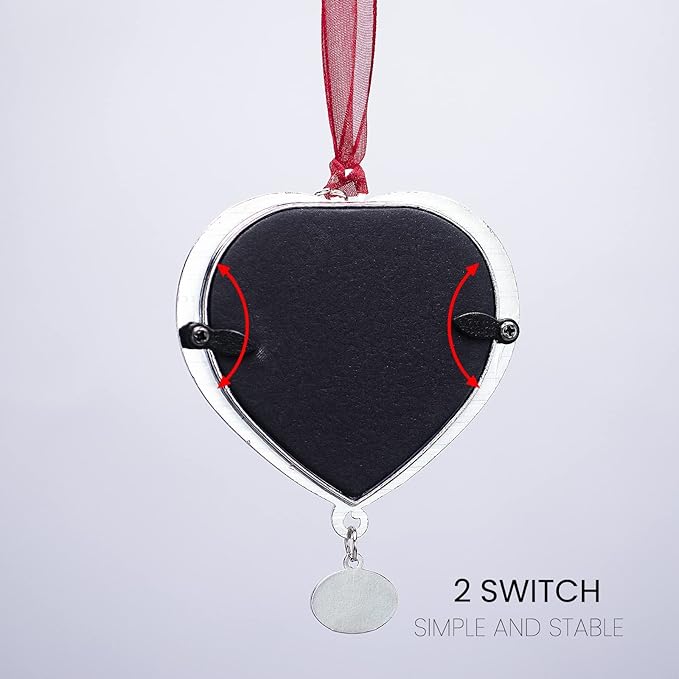 Christmas Tree Ornament Picture Frame Metal Hanging Pendant Holiday 2.5" Photo Frame Charm Decorative of Pets, Baby First Christmas, Family (Love White)