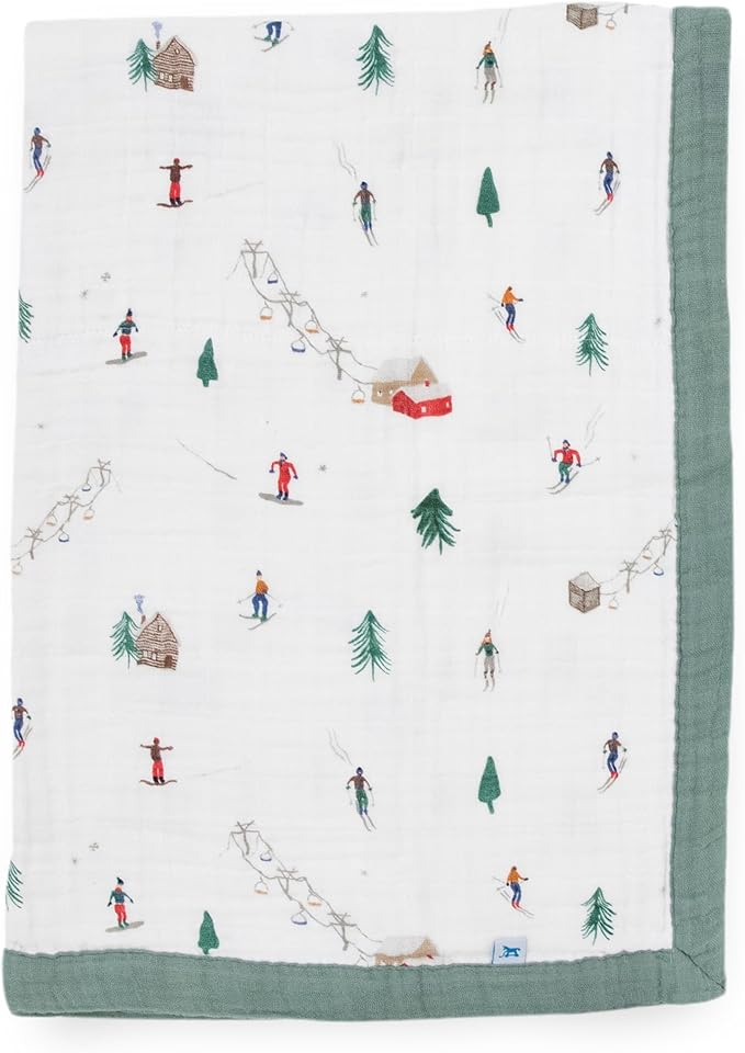 Little Unicorn Newborn Receiving Quilt | Ultra- Soft, Multi-Layered Muslin Fabric | Gift for Newborns & on-The-go (Powder Party)