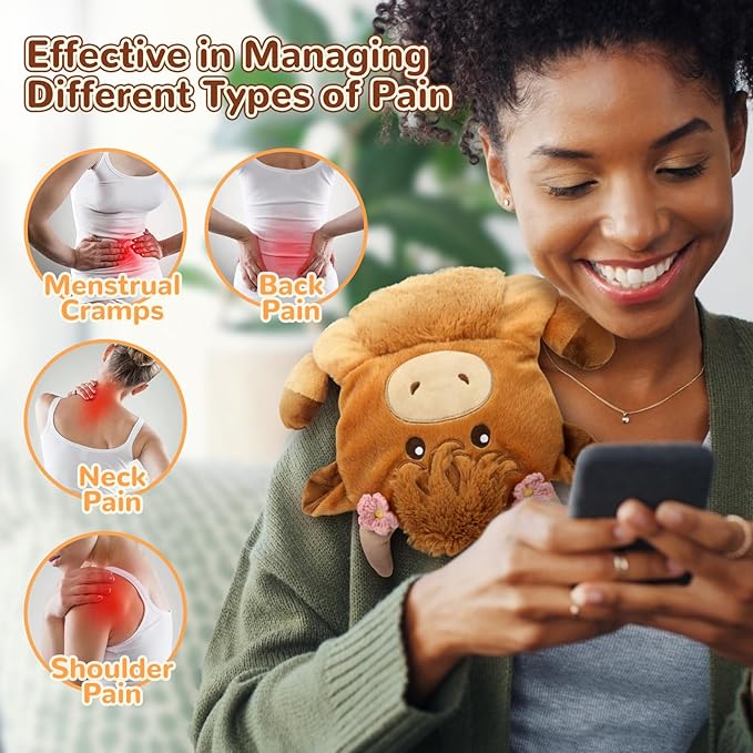Microwave Heating Pad for Pain Relief, 16" x 12" Microwavable Heating Pads for Cramps, Back Pain, Neck Shoulder, Muscles, Knee, Joints, Natural Heat Pack Moist Heat, Highland Cow Adorned with Flowers