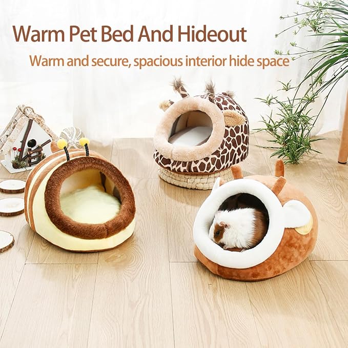 EAEDMY Guinea Pig Bed House & Hideout for Rat Bearded Dragon Hedgehog Ferret to Sleep and Hide, Guinea Pig Cage Accessories Habitat Décor (X-Large, 3.Pig)