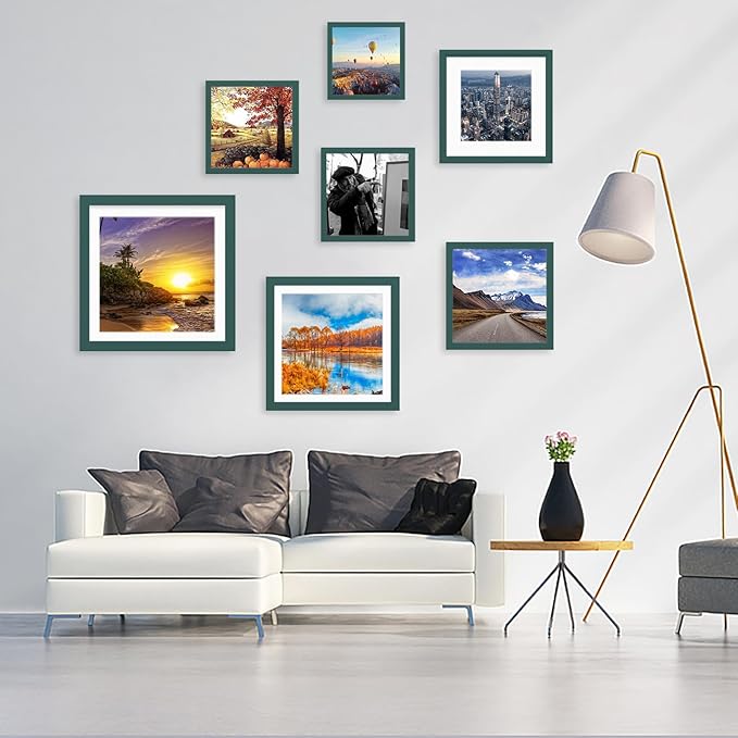 12x12 Wood Picture Frames for Wall Hanging or Tabletop,Diamond Painting Frame Baby Scan Picture Frames with 2 Mats Display 8x8 or 10x10 for Family Walls Decoration,Anniversary,Wedding,Christmas(Dark
