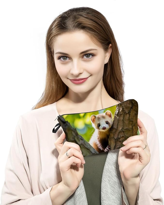 Ferret Makeup Bag for Women Travel Cosmetic Organizer Bag Teacher Appreciation Gifts Small Zipper Toiletry Bag