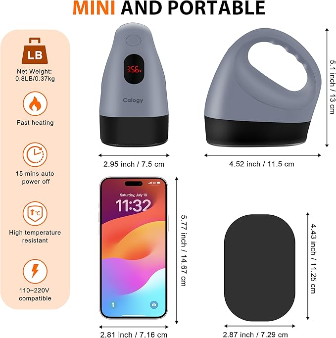 Calogy Mini Heat Press, Heat Transfer Machine, Constant Temp Control, Insulated Safety Base, Fits for Crafts, T-Shirt, Hat, Cap, Pillows (Silver Grey)