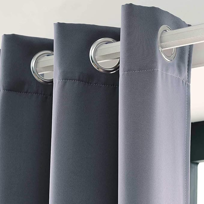 LA PALMA Thermal Insulated Blackout Darkening Grommet Living Room Curtains Window Drapes for Bedroom Pack of 2 Panels