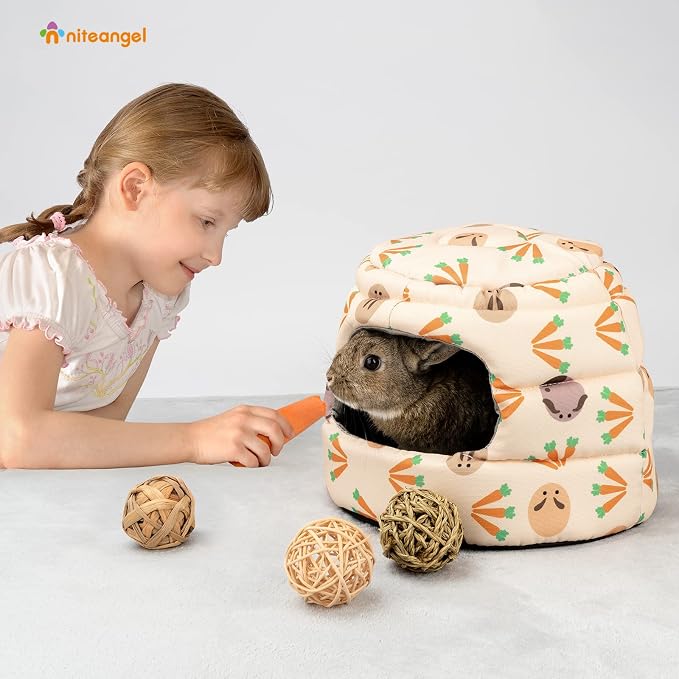 Niteangel Bunny Bed Big Guinea Pig Cave House Hideout for Rabbit Ferret Chinchilla Degu Hedgehogs Squirrel and Other Small Animals
