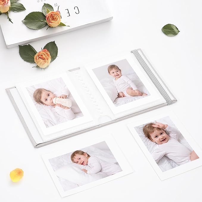 Vienrose Polaroid Photo Album Binding Cloth Photo Book for Instax Fuji 2 x3 Inch Photo Fits Fujifilm Mini 12 11 9 Snap PIC-300 52 Pockets 1 Pack, Grey