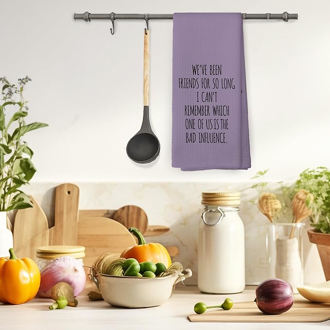 Funny Sarcastic Friend Gifts Purple Kitchen Towels, Humorous Friendship Gifts Hand Towels for Bathroom, Long Distance Friendship Gifts Decorative Tea Towels Dish Towels,BFF Gifts, 16x24 Inch
