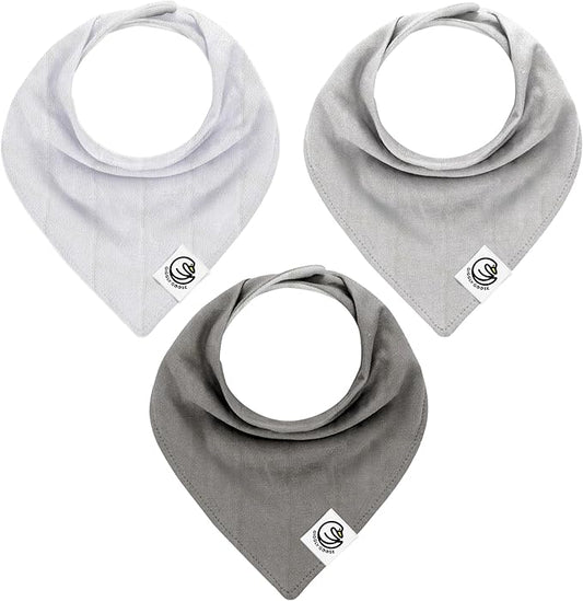 3 Pack Baby Bibs for Boys & Girls | Cotton, Absorbent Drooling & Teething Bib | Thick, Adjustable Snap-on