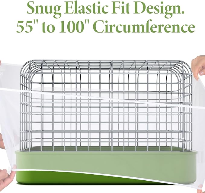 Trinkrittey Bird Cage Seed Catcher White Bird Cage Net Cover Adjustable Birds Cages Netting Seed Catcher Stretchy Birds Cages Guard for Parrot Enclosures