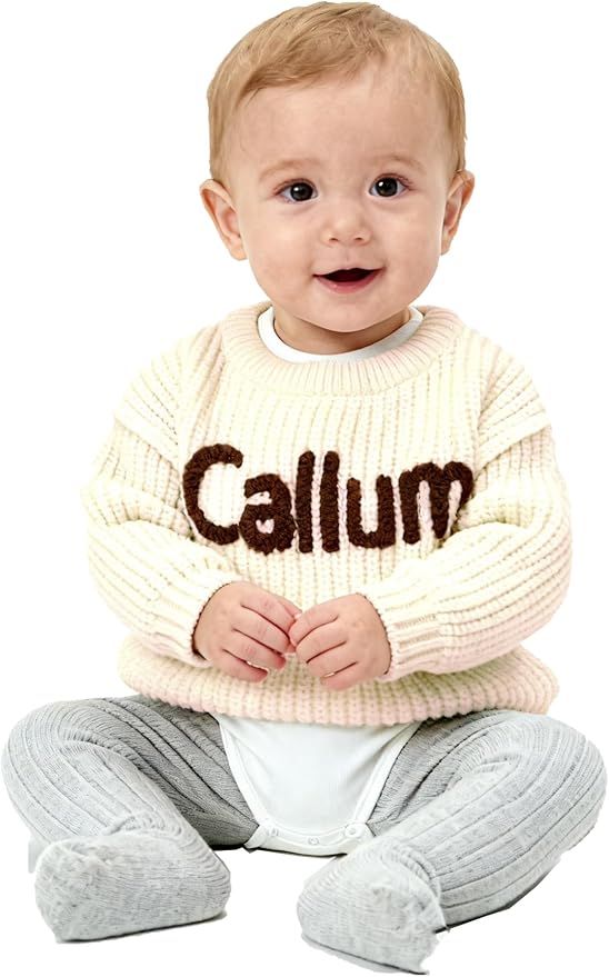 Personalized Knit Baby Boy Girl Sweater with Name Custom Pullover Sweatshirt Custom Baby Gifts