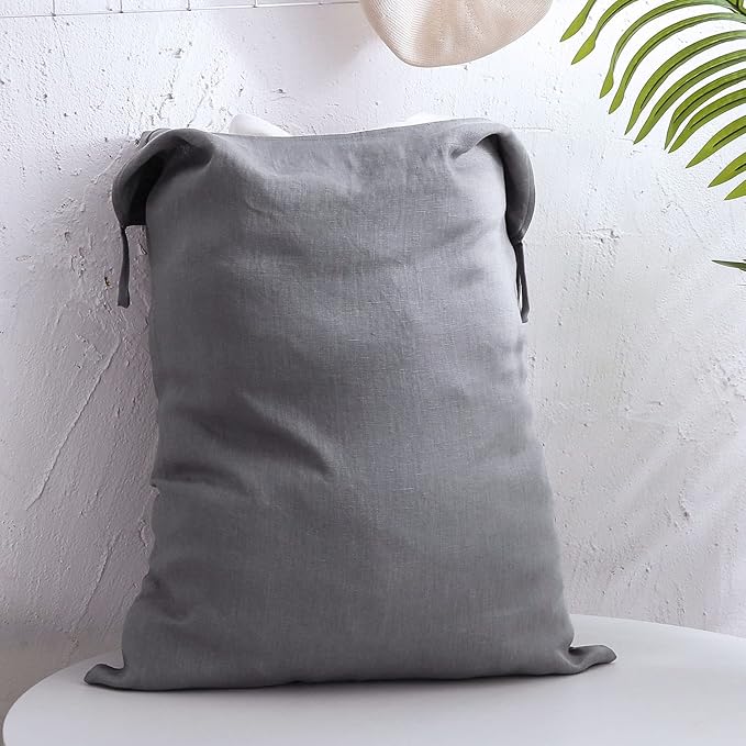 Amazhiyu Pure Linen Over The Door Laundry Hanging Hamper Bag for Holding Dirty Clothes and Saving Space Grey