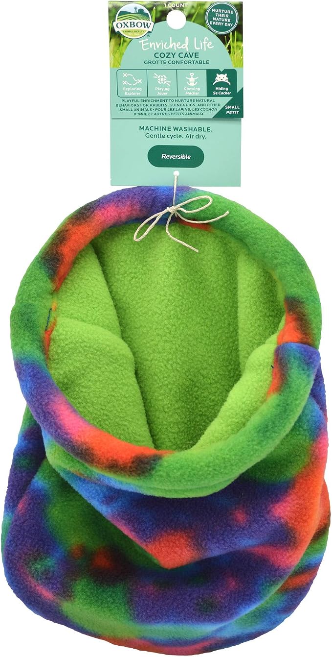 Oxbow Animal Health Enriched Life Cozy Cave, Guinea Pig Hideout, Guinea Pig Toys, Bunny Toys, Fleece, Bunny Enrichment for Rabbit Cage, Oxbow Rat Cage Accessories | Small Animal Hideout, Fleece, Snuggle Sack, Guinea Pig House, Rats, Hamsters, Hedgehogs...