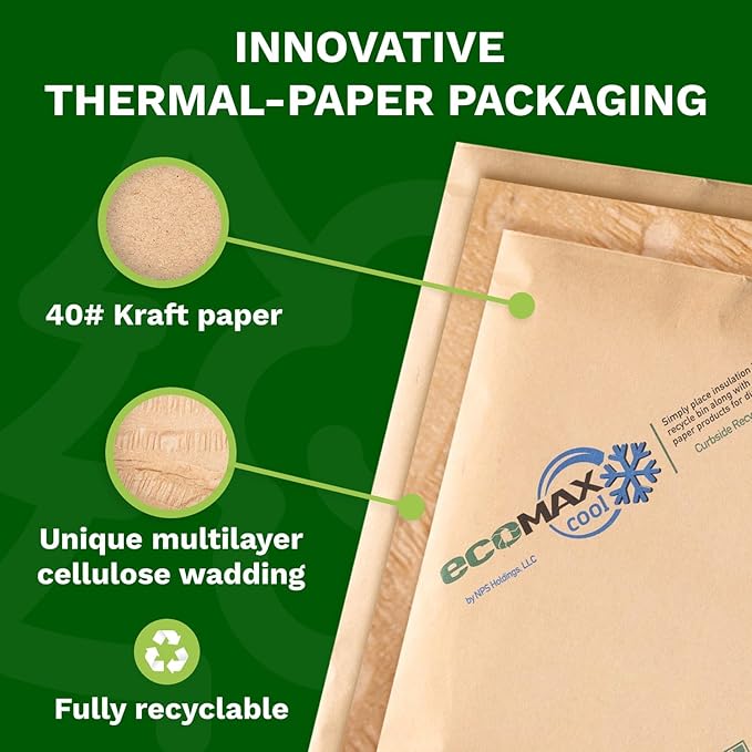 IDL Packaging 14" x 14" x 14" Insulated Shipping Box, 5.8-Gallon Capacity, Pack of 6 - Includes EcoMax™ Thermal-Paper Liners, Absorb Condensation - For Frozen Food, Meat, or Fish