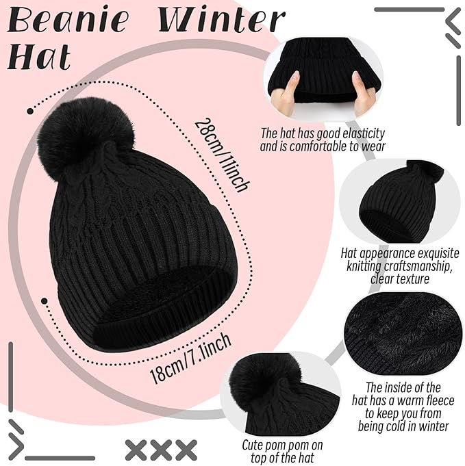 Geyoga 6 Pcs Winter Warm Set for Women Warm Beanies Hats Touchscreen Gloves Long Scarf Ear Muffs Socks Winter Gifts for Women