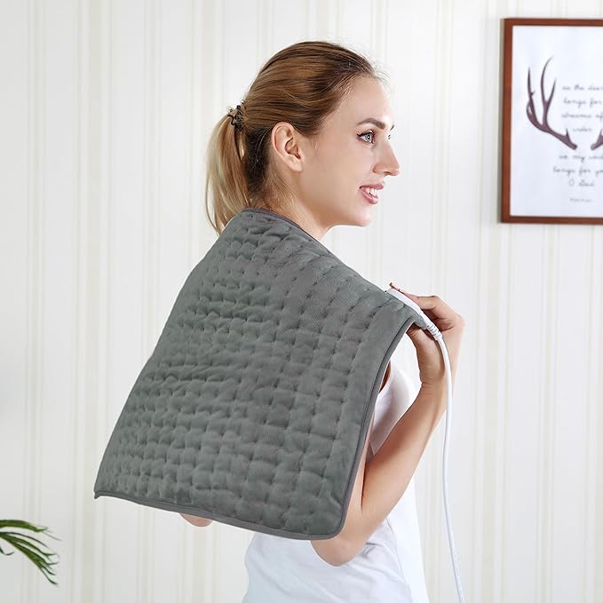 24"X20" Electric Heating pad with 6 Heat Settings, Auto Shut Off, Dark Gray Dry Electric Heating for Back Neck Knee Arms Legs Shoulder Heat Pads for Christmas Birthday Father's Day Mother's Day